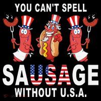 You Cant Spell Sausage Without USA 4th of July American Flag Tall T-Shirt