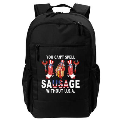 You Cant Spell Sausage Without USA 4th of July American Flag Backpack