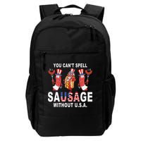 You Cant Spell Sausage Without USA 4th of July American Flag Backpack