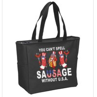 You Cant Spell Sausage Without USA 4th of July American Flag Zip Tote Bag