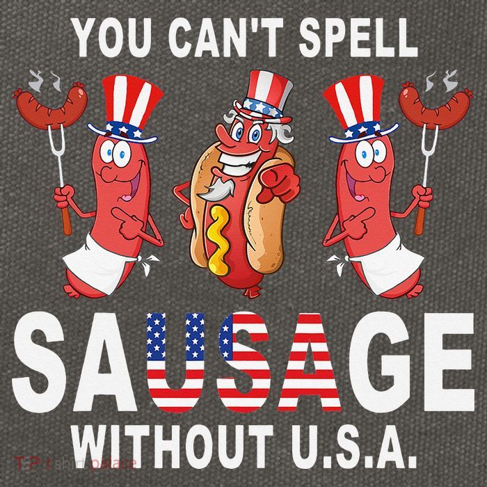 You Cant Spell Sausage Without USA 4th of July American Flag Cotton Canvas Backpack