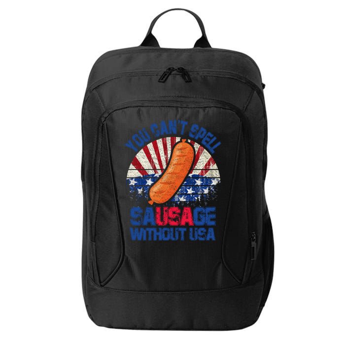 You Can't Spell Sausage Without USA, Funny 4th Of July City Backpack
