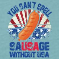You Can't Spell Sausage Without USA, Funny 4th Of July Sueded Cloud Jersey T-Shirt