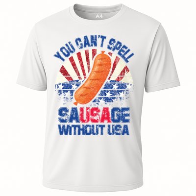 You Can't Spell Sausage Without USA, Funny 4th Of July Performance Shirt