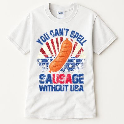 You Can't Spell Sausage Without USA, Funny 4th Of July Tall T-Shirt