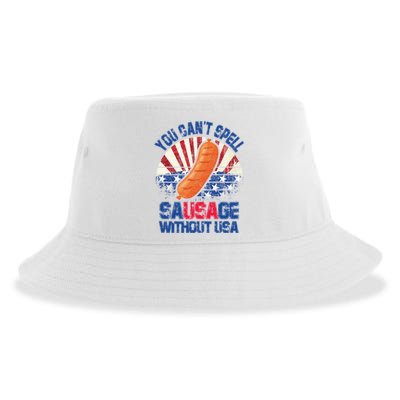 You Can't Spell Sausage Without USA, Funny 4th Of July Sustainable Bucket Hat