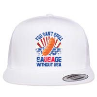 You Can't Spell Sausage Without USA, Funny 4th Of July Flat Bill Trucker Hat