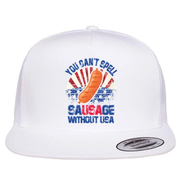 You Can't Spell Sausage Without USA, Funny 4th Of July Flat Bill Trucker Hat