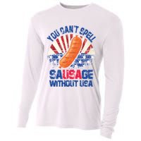 You Can't Spell Sausage Without USA, Funny 4th Of July Cooling Performance Long Sleeve Crew