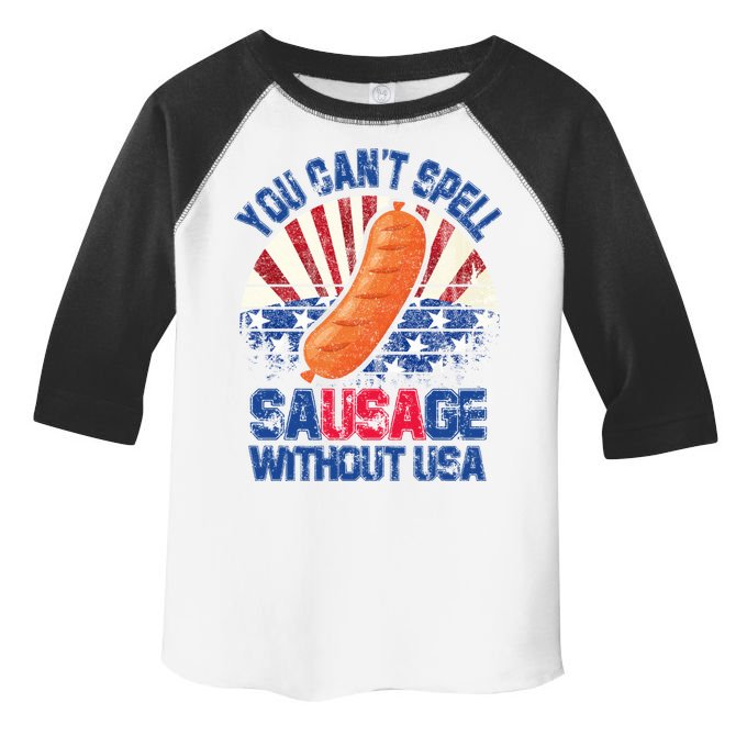 You Can't Spell Sausage Without USA, Funny 4th Of July Toddler Fine Jersey T-Shirt