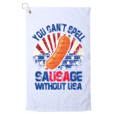 You Can't Spell Sausage Without USA, Funny 4th Of July Golf Towel