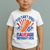 You Can't Spell Sausage Without USA, Funny 4th Of July Toddler T-Shirt