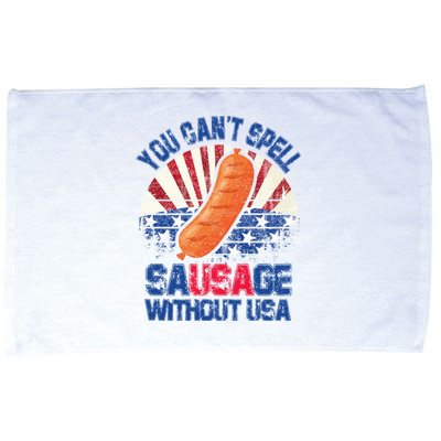 You Can't Spell Sausage Without USA, Funny 4th Of July Microfiber Hand Towel
