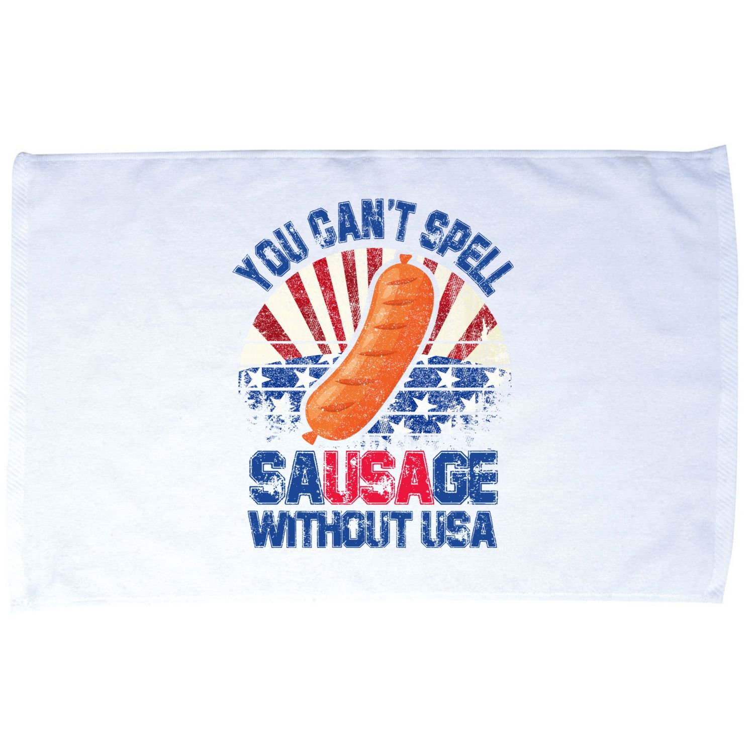 You Can't Spell Sausage Without USA, Funny 4th Of July Microfiber Hand Towel