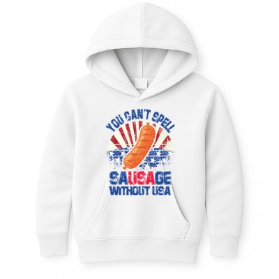 You Can't Spell Sausage Without USA, Funny 4th Of July Kids Hoodie