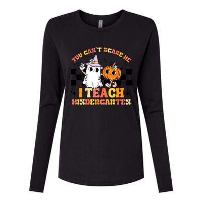 You Cant Scare Me I Teach Kindergarten Retro Halloween Ghost Great Gift Womens Cotton Relaxed Long Sleeve T-Shirt