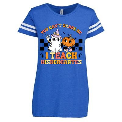 You Cant Scare Me I Teach Kindergarten Retro Halloween Ghost Great Gift Enza Ladies Jersey Football T-Shirt