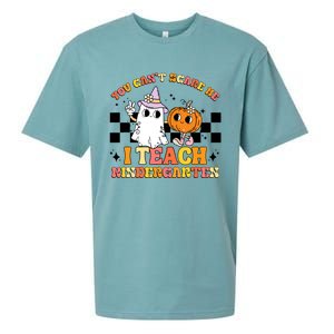 You Cant Scare Me I Teach Kindergarten Retro Halloween Ghost Great Gift Sueded Cloud Jersey T-Shirt