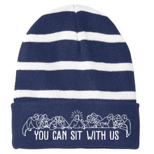 You Can Sit With Us Twelve Apostles Christianity Striped Beanie with Solid Band