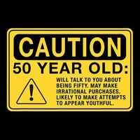 Yellow Caution Sign Funny 50th Birthday Turning Fifty Cooling Performance Crew T-Shirt
