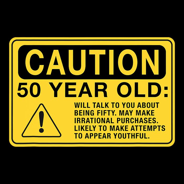 Yellow Caution Sign Funny 50th Birthday Turning Fifty Cooling Performance Crew T-Shirt