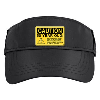 Yellow Caution Sign Funny 50th Birthday Turning Fifty Adult Drive Performance Visor