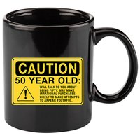 Yellow Caution Sign Funny 50th Birthday Turning Fifty 11oz C Handle Ceramic Mug