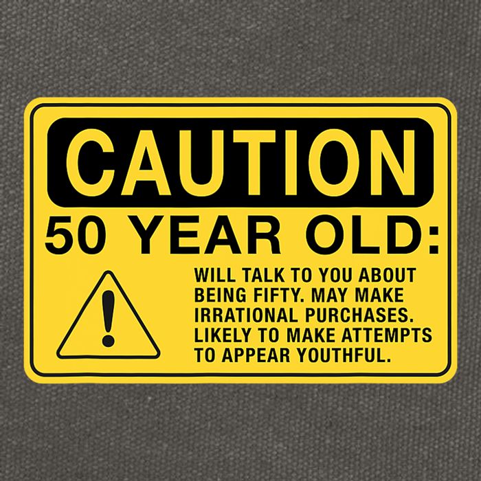 Yellow Caution Sign Funny 50th Birthday Turning Fifty Cotton Canvas Backpack