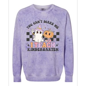 You Cant Scare Me I Teach Kindergarten Retro Halloween Meaningful Gift Colorblast Crewneck Sweatshirt