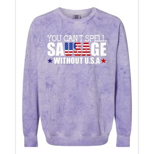 YOU CAN'T SPELL SAUSAGE WITHOUT USA DESIGN FOR AMERICANS Colorblast Crewneck Sweatshirt