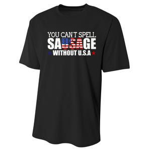 YOU CAN'T SPELL SAUSAGE WITHOUT USA DESIGN FOR AMERICANS Performance Sprint T-Shirt