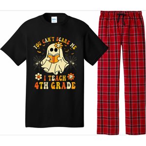 You CanT Scare Me I Teach 4th Grade Halloween Teacher Ghost Pajama Set