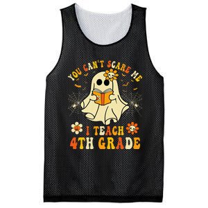 You CanT Scare Me I Teach 4th Grade Halloween Teacher Ghost Mesh Reversible Basketball Jersey Tank