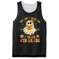 You CanT Scare Me I Teach 4th Grade Halloween Teacher Ghost Mesh Reversible Basketball Jersey Tank