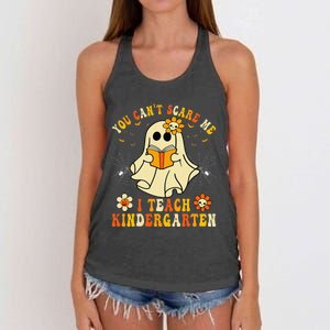 You CanT Scare Me I Teach Kindergarten Halloween Teacher Women's Knotted Racerback Tank