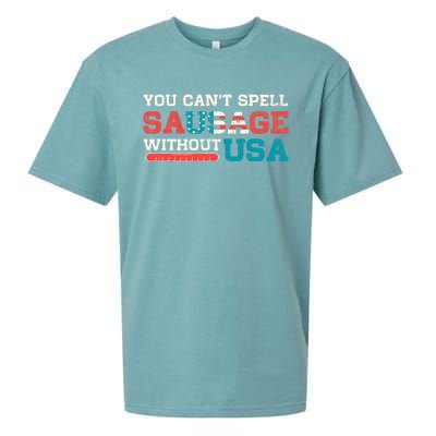 You Can’T Spell Sausage Without Usa Sueded Cloud Jersey T-Shirt