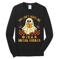 You CanT Scare Me IM A School Social Worker Halloween Tall Long Sleeve T-Shirt