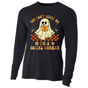 You CanT Scare Me IM A School Social Worker Halloween Cooling Performance Long Sleeve Crew