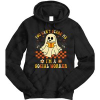 You CanT Scare Me IM A School Social Worker Halloween Tie Dye Hoodie