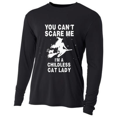 You CanT Scare Me IM A Childless Cat Lady Witch Halloween Cooling Performance Long Sleeve Crew
