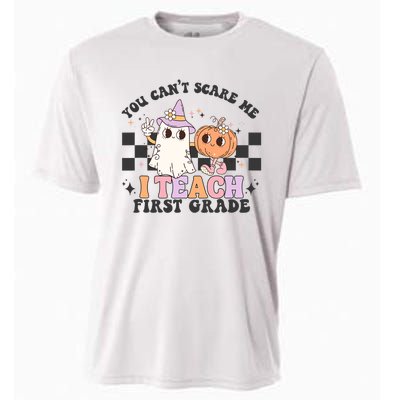 You Cant Scare Me I Teach First Grade Halloween Teacher Cooling Performance Crew T-Shirt