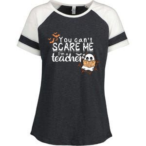 You CanT Scare Me IM A Teacher Funny Ghost Halloween Gift Enza Ladies Jersey Colorblock Tee