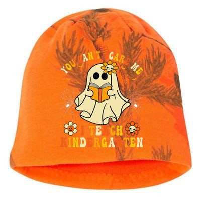 You Cant Scare Me I Teach Kindergarten Halloween Teacher Kati - Camo Knit Beanie