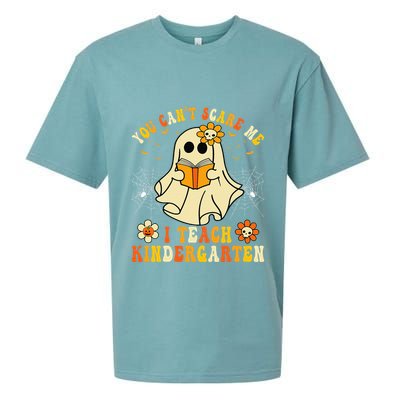 You Cant Scare Me I Teach Kindergarten Halloween Teacher Sueded Cloud Jersey T-Shirt