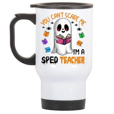 You Cant Scare Me Im A Sped Teacher Ghost Reading Books Gift Stainless Steel Travel Mug