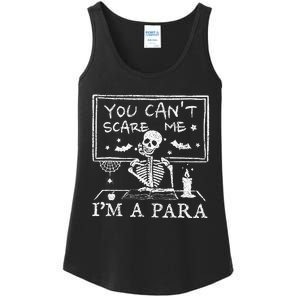 You Cant Scare Me Im A Para Teacher Funny Halloween Ladies Essential Tank