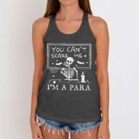 You Cant Scare Me Im A Para Teacher Funny Halloween Women's Knotted Racerback Tank