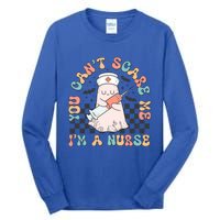 You CanT Scare Me IM A Nurse Cute Ghost Retro Halloween Gift Tall Long Sleeve T-Shirt