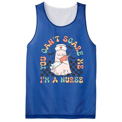 You CanT Scare Me IM A Nurse Cute Ghost Retro Halloween Gift Mesh Reversible Basketball Jersey Tank