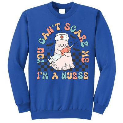 You CanT Scare Me IM A Nurse Cute Ghost Retro Halloween Gift Tall Sweatshirt